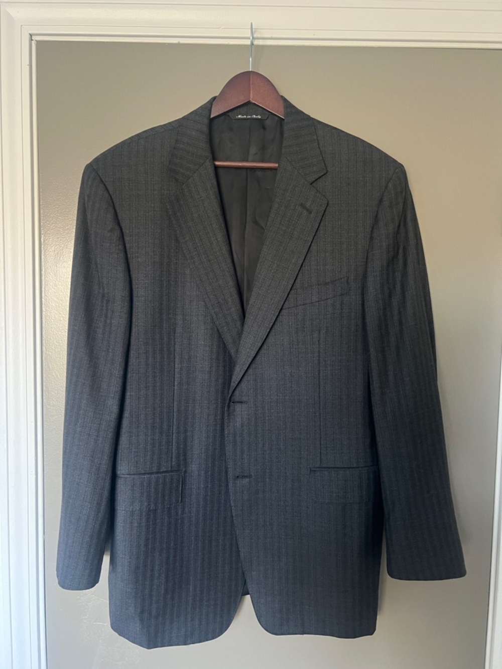 Canali Charcoal Gray Pinstripe Suit Jacket